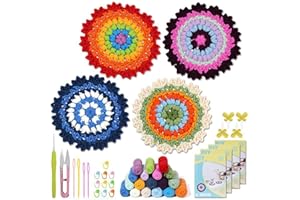 LVIITIS The Beginners Crochet Kit with Yarn, Crochet Starter Kit for Adult with Step-by-Step Video Tutorials,-The Flower Coaster