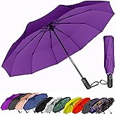 SIEPASA Windproof Travel Compact Umbrella-Automatic Umbrellas for Rain-Compact Folding Umbrella, Travel Umbrella Compact, Portable Windproof Umbrellas for Men Women Teenage.(Purple, 54 Inch)