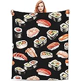 DKODKO Sushi Food Lightweight Flannel Bedding Blanket,Washable Fleece Throw Blanket for Bed, Couch, Sofa, Camping,60''x 50''