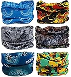 SmilerSmile 6pcs Assorted Seamless Outdoor Sport Bandanna Headwrap Scarf Wrap, 12 in 1 High Elastic Magic Headband & Collars Muffler Scarf Face Mask with UV Resistance