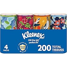 Kleenex Perfect Fit Facial Tissues, 4 Cannisters, 50 Tissues per Can, 2-Ply (200 Total), Packaging May Vary