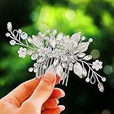 Gorais Leaf Bride Wedding Hair Comb Pearl Bridal Hair Piece Crystal Side Comb Hair Accessories for Women and Girls