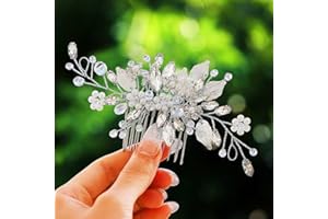 Gorais Leaf Bride Wedding Hair Comb Pearl Bridal Hair Piece Crystal Side Comb Hair Accessories for Women and Girls