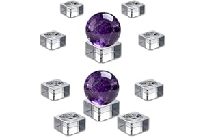GeryVtee 10PCS Clear Crystal Ball Stand Square Crystal Display Bases Ball Stand for 30-90mm 3D Crystals Spheres Easter Egg Golf Ball Acrylic Home Decoration (5 Size)