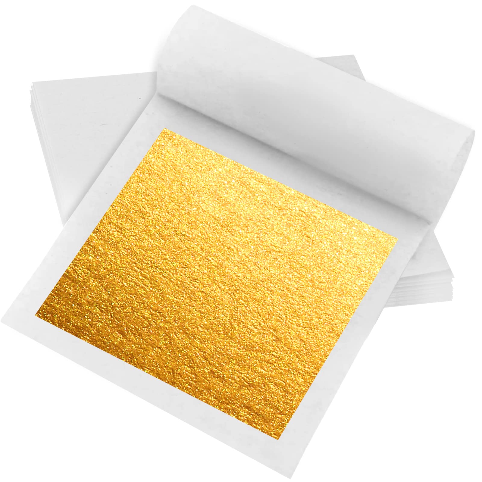 Gold Leaf, 30 Sheet 6 x 6cm Sheets Gold Leafing Sheets Foil Paper for Cake Chocolates Decorating Gilding Bakery Pastry Cooking Spa DIY Art Craft Work Beauty Routine