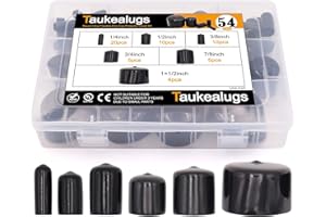 TAUKEALUGS 54pcs Black Pipe Post Bolt Screw Rubber Thread Protector Cover Vinyl Tube End Caps,Assorted 1/4-inch to 1 1/2-inch-6 Sizes