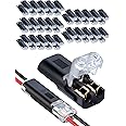 50 Pcs Double-Wire Connector, 2-Pin Low Voltage Quick Connect Plugs with Locking Buckle for LED Strip Lights, Solderless Wire