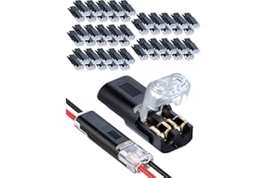 50 Pcs Double-Wire Connector, 2-Pin Low Voltage Quick Connect Plugs with Locking Buckle for LED Strip Lights, Solderless Wire