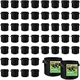 50 Pack 10 Gallon Plant Grow Bags, Breathable Felt Non-Woven Aeration Fabric Plant Grow Pots, Garden Planting Containers for Nursery Vegetable Flower Grow Bags with Handles (15.7x11.8inch)