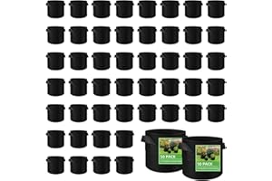 LITLANDSTAR 50 Pack 10 Gallon Plant Grow Bags, Breathable Felt Non-Woven Aeration Fabric Plant Grow Pots, Garden Planting Containers for Nursery Vegetable Flower Grow Bags with Handles (15.7x11.8inch)