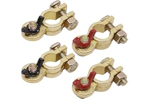 Zreneyfex 2 Pair Marine Battery Terminal Connector Kit - Top Post Positive Negative Car Copper Battery Terminal Clamps for Ca