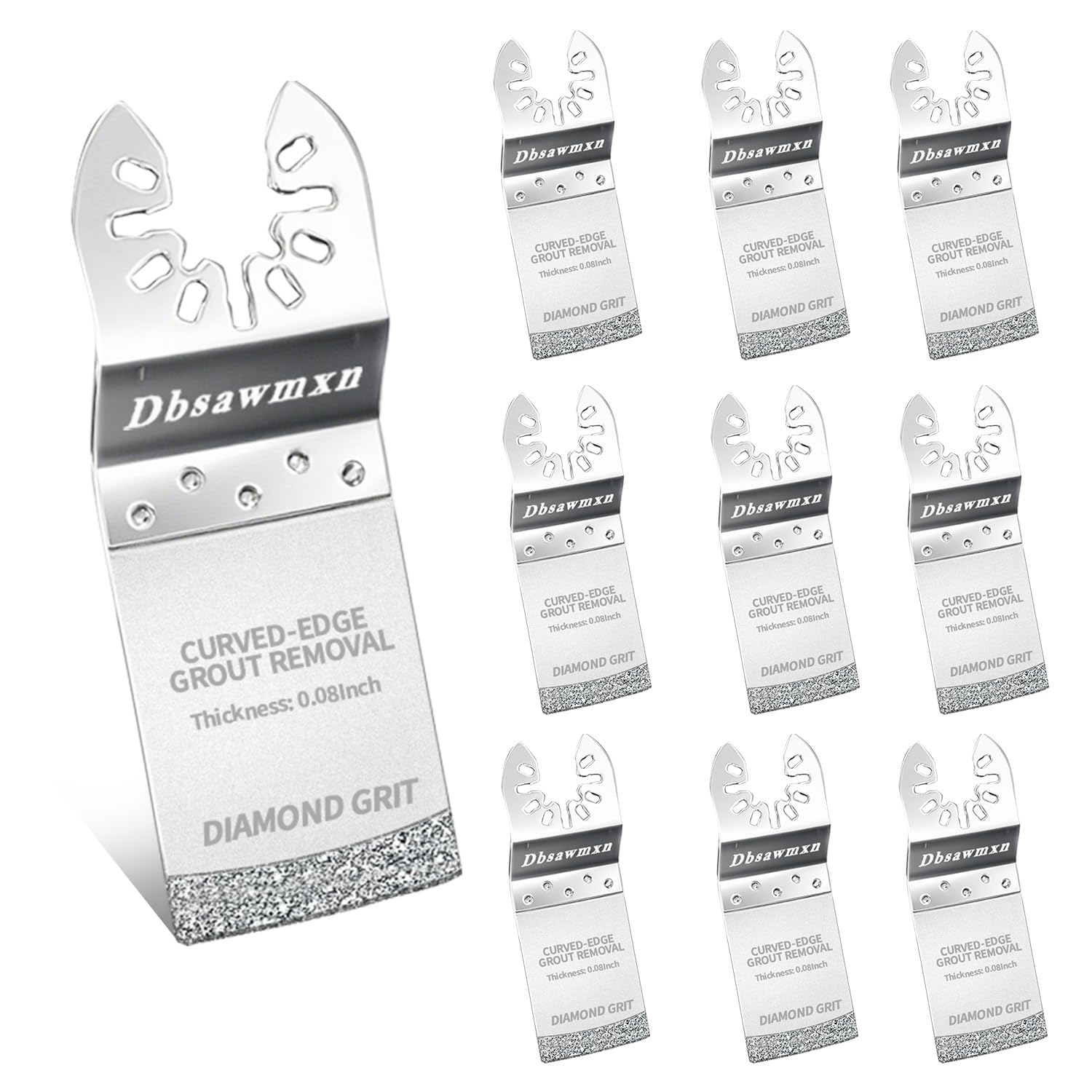 Photo 1 of 10PCS Diamond Oscillating Tool Blade Grout Removal, Flush Cut Saw Blades for Cleaning Mortar Concrete Masonry Grout Size 1/8", 3/16", 3/8", Soft Tile Cutting, Fit Dewalt Milwaukee Ryobi