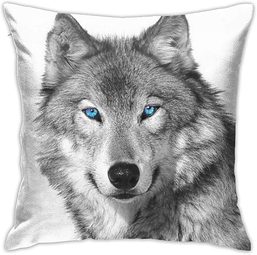 Amazon Com Surwoaly Blue Eyed Wolf Printed Twin Sides Pillow
