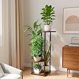 Bamworld 4 Tier Indoor Plant Stand Metal Shelf Brown view 2