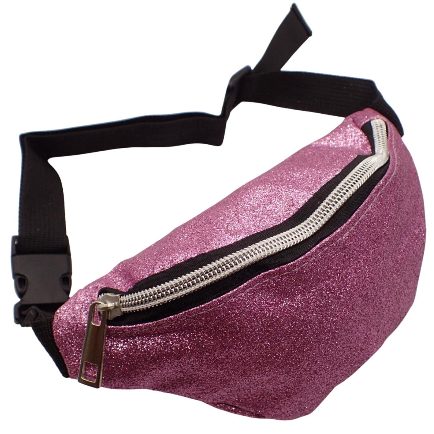 Topkids Accessories Kids Small Bumbags Bum Bag Bumbag Bum-Bag Waist Bag Rabbit Bum Bag Rainbow Bum Bag Glitter Bumbags with Adjustable Belt Fanny Pack for Kids, Boys, Girls (Glitter Fuchsia Pink)