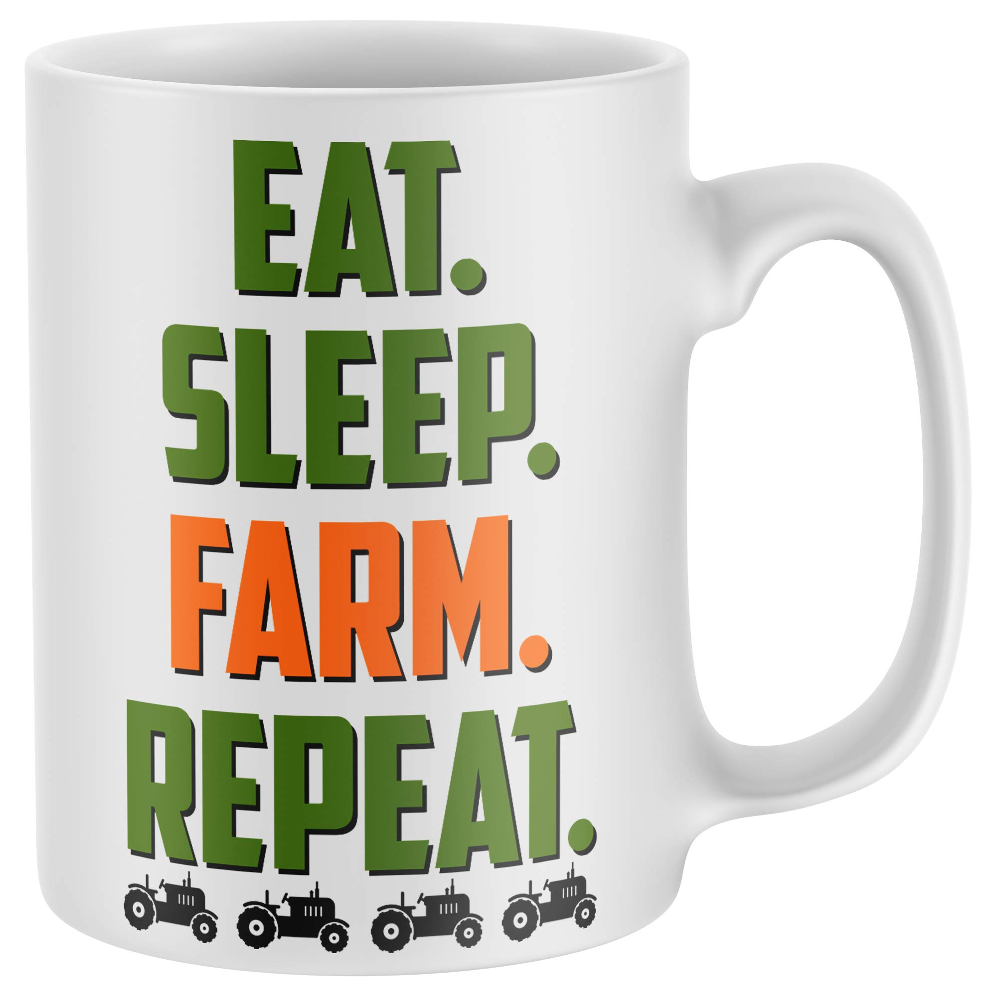 Purple Print House Eat Sleep Farm Repeat, Farming Gifts for Men, Funny Mug, Novelty Mugs, Idea Grandad Dad Tractor Farmer, White, One Size