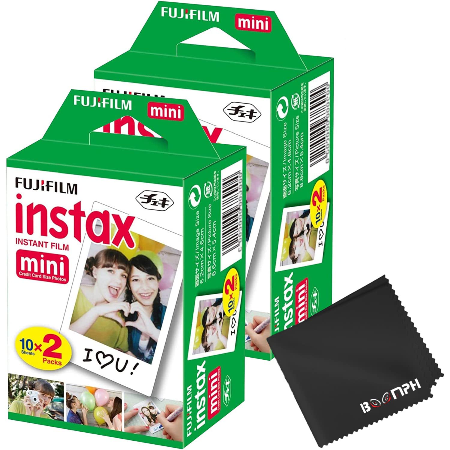 Fujifilm Instax Mini Instant Camera Film: 40 Shoots Total, (10 Sheets x 4) - Capture Memories Anytime, Anywhere - Boomph's Comprehensive Ultimate Performance Cloth Solution for Perfect Picture Quality Image