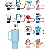 YETOOME 12pcs Nurse Straw Cover Caps for Stanley Cup 30&40 Oz, Tumbler with Handle, Water Bottle Silicone Straw Topper Fits 0.4in/10mm Diameter Reusable Straws