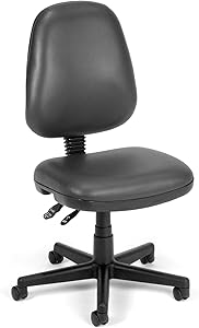 OFM Core Collection Straton Series Armless Swivel Task Chair, Anti-Microbial/Anti-Bacterial Vinyl, Mid Back, in Charcoal