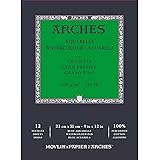 Arches Watercolor Pad, Cold Press, 9x12 inches, 12 Sheets - Professional Art Paper for Watercolor Gouache Ink Acrylic