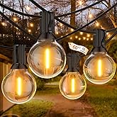GLUROO 60FT Outdoor String Lights LED, Patio Lights with 32 Bulbs Waterproof, 2700K Warm White for Outside Backyard, Yard, Ga