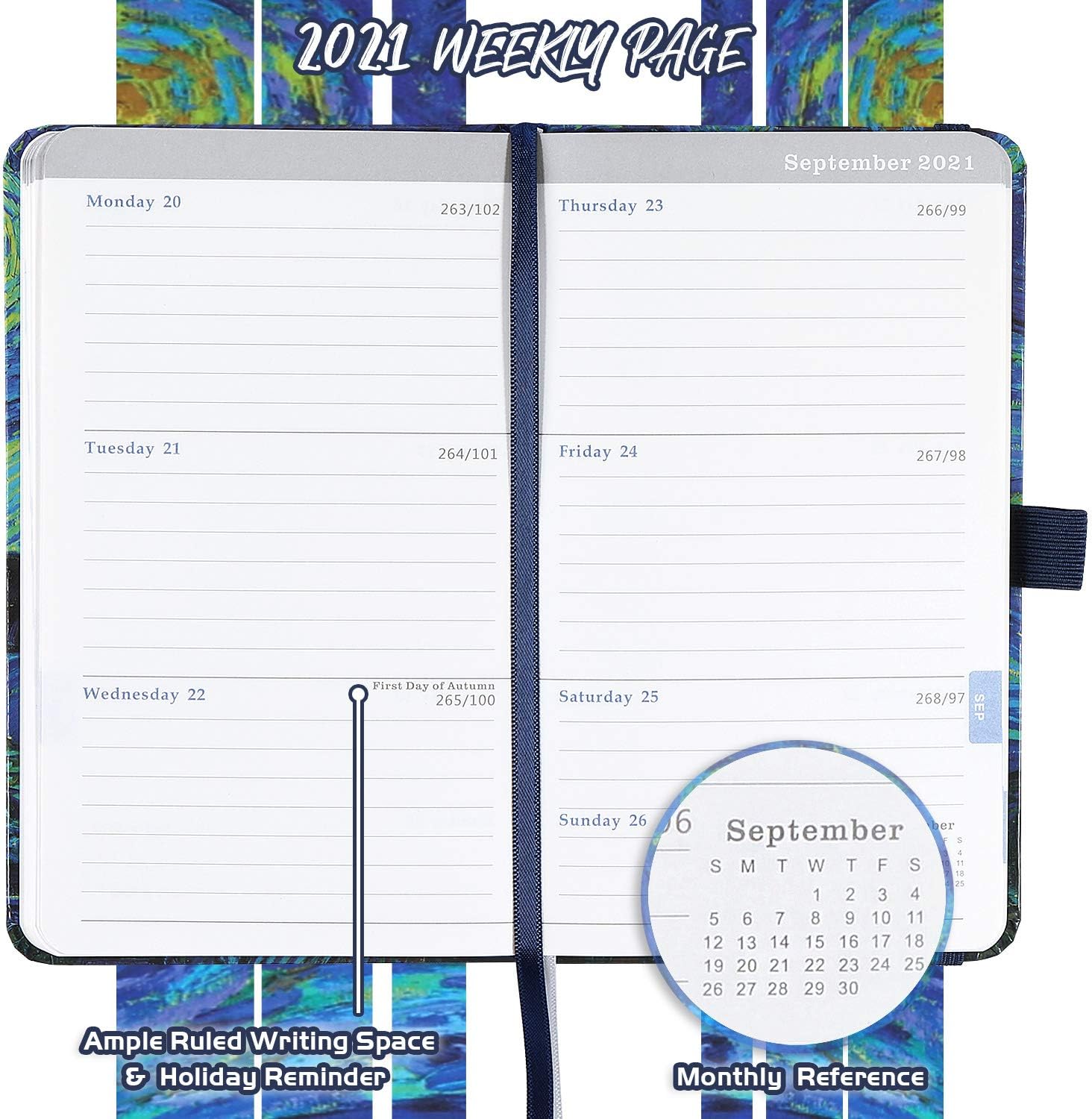 2021 Pocket Planner/Calendar - Weekly & Monthly Pocket Planner, Jan - Dec 2021, 6.3''×3.8'', Agenda Planner and Schedule Organizer with Pen Holder : Office Products