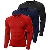 Twekfish 3 Pack Men's Compression Shirt, Long Sleeve Athletic Workout Shirts, Quick Dry Running Football Gym Base Layer Tops