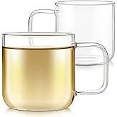 Teabloom Set of Two Premium Borosilicate Glass Cups - 6 Ounces / 180 ml - Stain-free and Microwave Safe