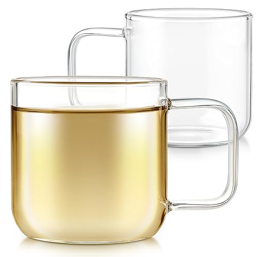 Teabloom Set of Two Premium Borosilicate Glass Cups - 6 Ounces / 180 ml - Stain-free and Microwave Safe