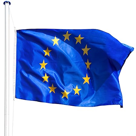 TecTake Aluminium Fahnenmast 6,25 m mit Fahne + Bodenhülse + Seilzug - Diverse Modelle - (Europa | Nr. 402859)