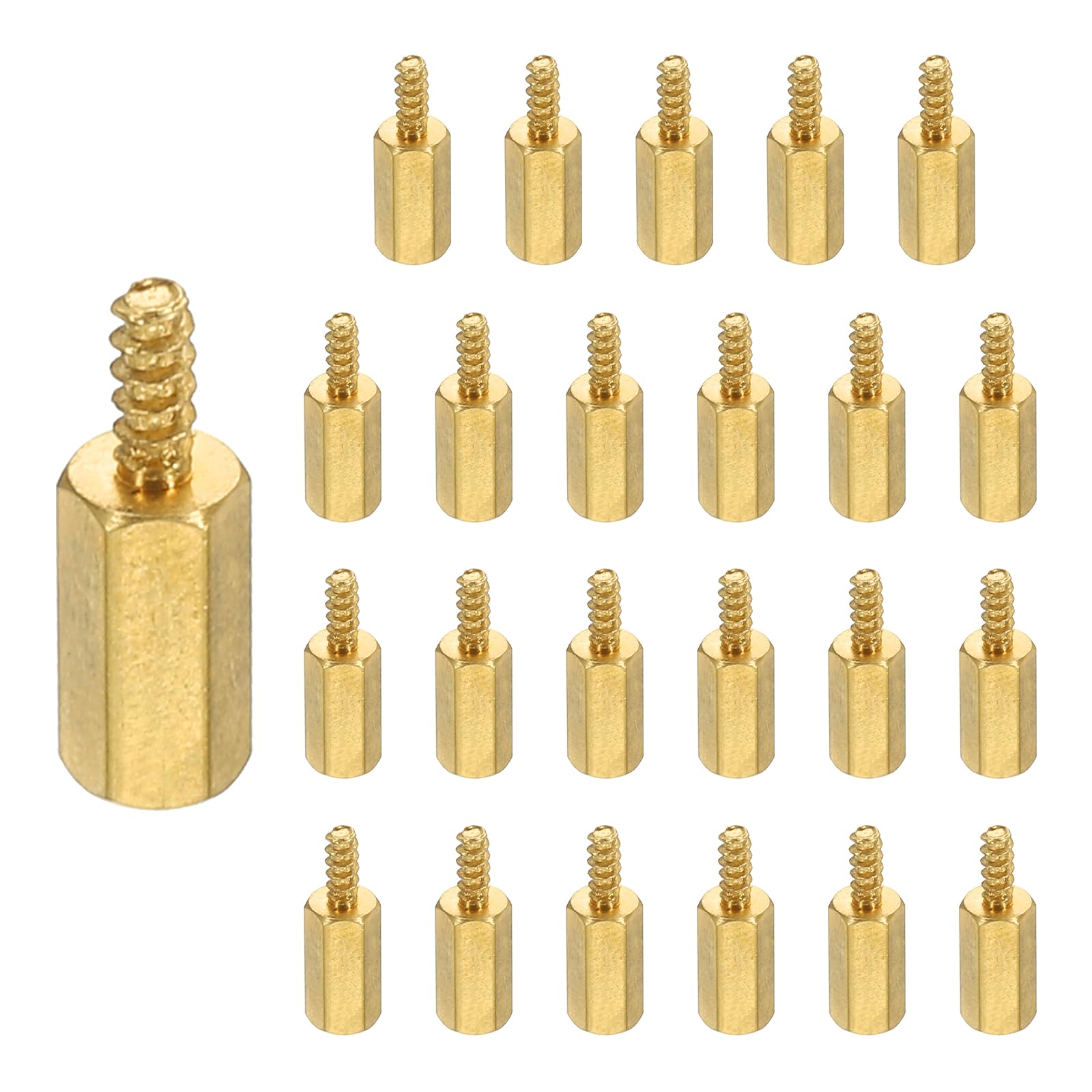 PATIKIL 24pcs M2 Male to Female Self-Tapping Hex Standoffs Spacers Pillars, M2 8+4mm Brass Motherboard Standoffs Copper — image 1