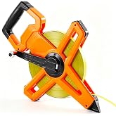 Saysurey 1 Pcs 328ft/100m Open Reel Steel Tape Measure, Dual Scale | 1/2 Inch Nylon-coated Steel Blade, Inch Metric Measuring Tools for Surveying and Concrete Work, Orange