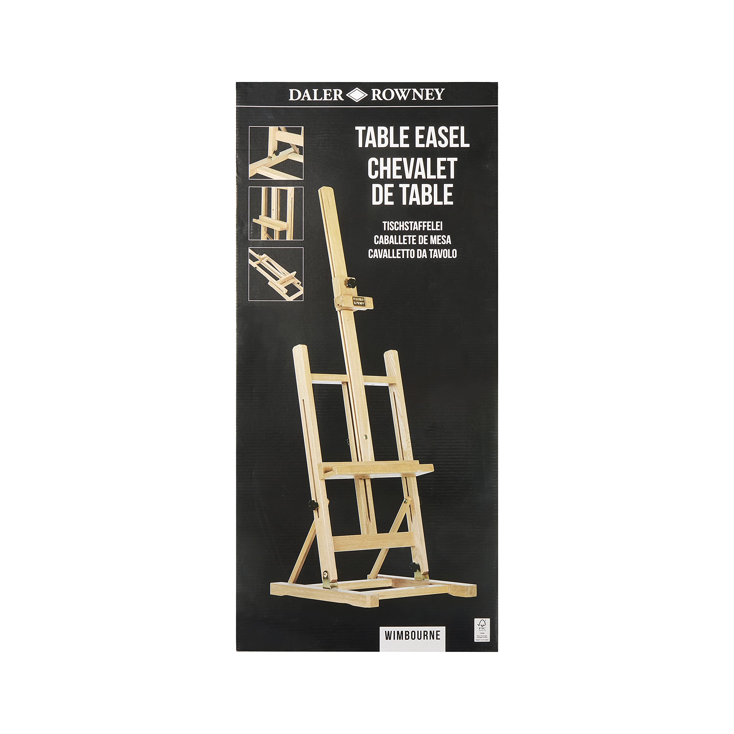 Daler-Rowney Wimborne H-Frame Table Easel, 30.9 x 16.53 x 3.15in, 100% Beechwood, Ideal for Professional Artists & Students