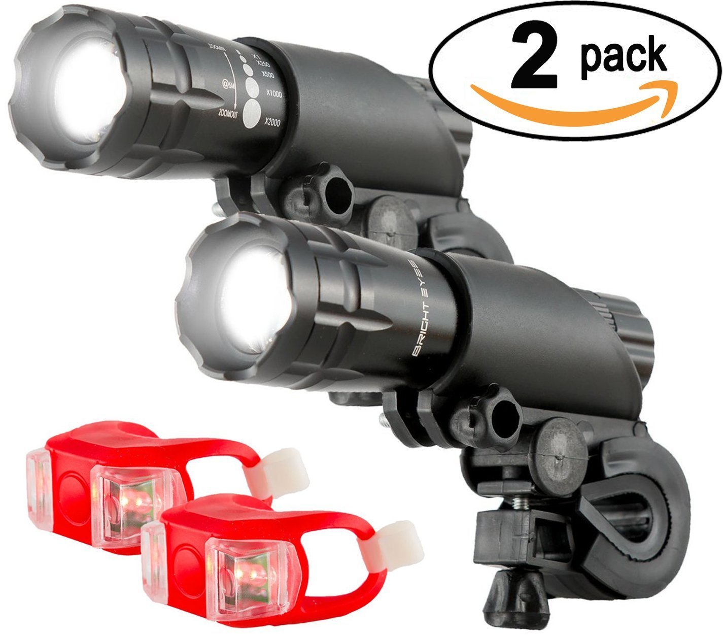 Bright Eyes Aircraft Aluminium Waterproof 300 Lumen LED Bike Light Set