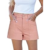 luvamia Jean Shorts for Women High Waisted Stretchy Denim Jorts Trendy Casual Distressed Cut Off Shorts with Pockets