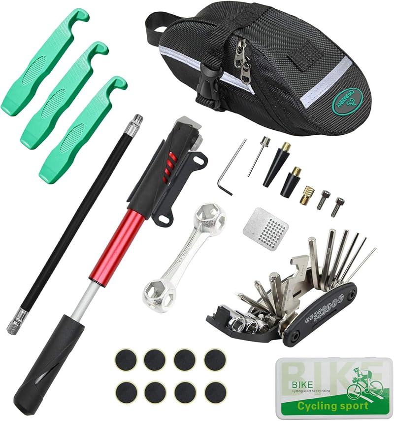 CHUMXINY 16-in-1 Bike Repair Tool Kit with Mini Pump and Patch Kit