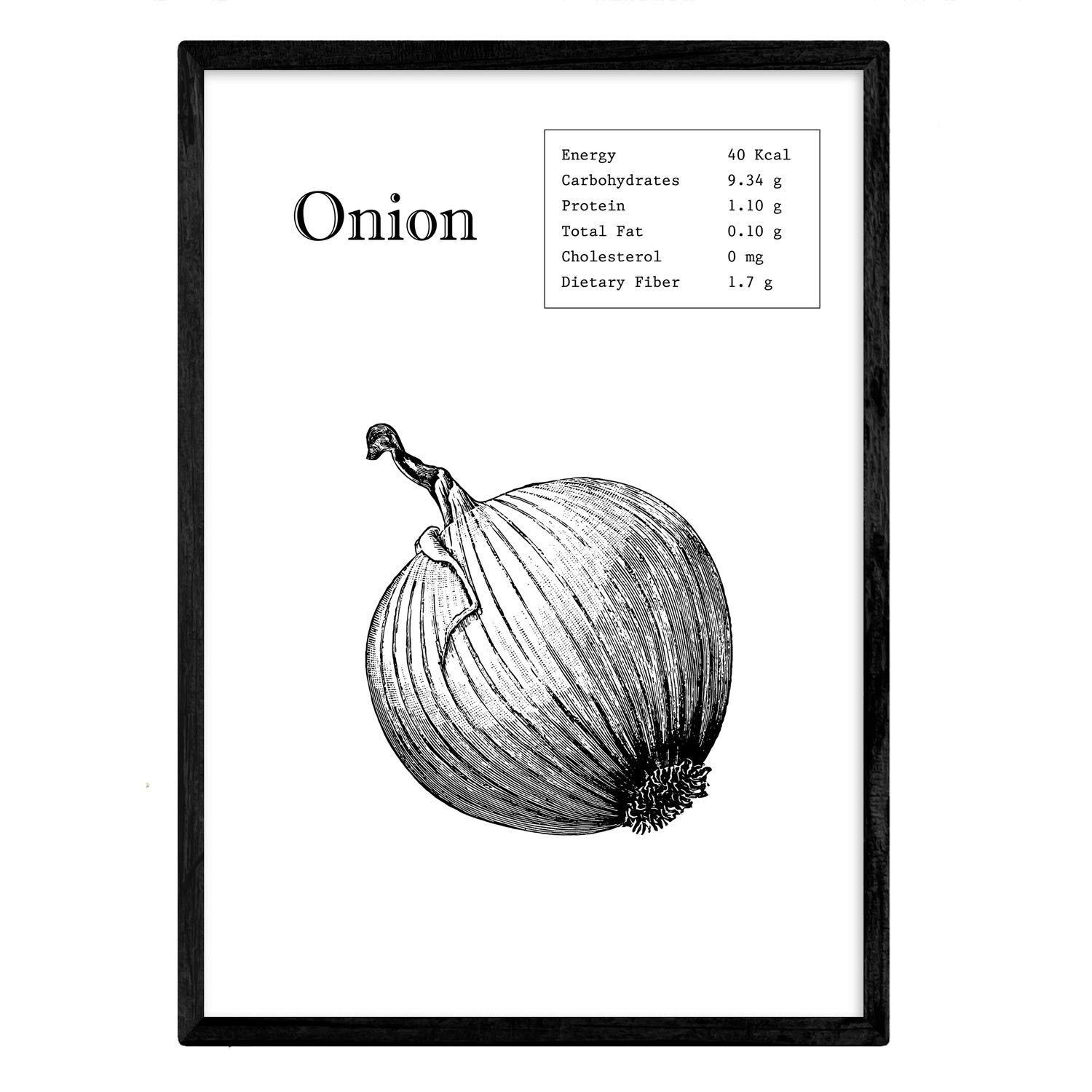 Nacnic Poster Onion. Sheets of fruits and vegetables in English. A4 size