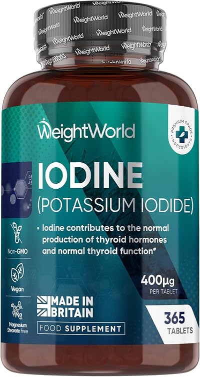 WeightWorld Iodine Tablets 400mcg Potassium Iodide 365 Vegan, 1 Year