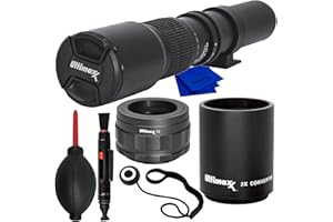 Ultimaxx High-Power 500mm f/8 Manual Multi-Coated Preset Telephoto Lens Kit for Canon EOS R & RP Mirrorless Cameras - Include