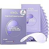 ICIKOL Collagen Under Eye Patches for Puffy Eyes and Dark Circles, Under Eye Mask for Radiance Boost, Deep Hydrating Undereye Mask Patches for Treatment with Women Beauty (12 Pairs, Grape seed)