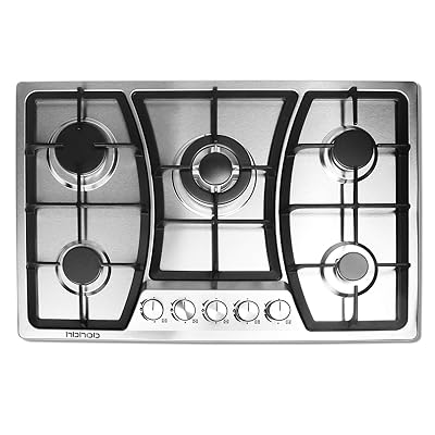30 Inch Gas Cooktop with 5 Burners, Stainless Steel Stove
