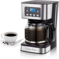 Programmable Coffee Maker, 4-12 Cups Drip Coffee Machine with Glass Carafe, Regular & Strong Brew, Pause & Serve for…