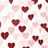 Pink Burgundy Party-Decorations Heart Garland - 62FT Wedding Hanging Streamer Banner,Valentines Birthday Baby Bachelorette Engagement Mothers Day Bridal Shower Backdrop Decor Hugtmr