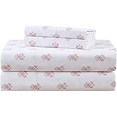Comfort Spaces 100% Cotton Sheets Twin XL, Breathable, Naturally Cool Cotton Sheets, Soft Cotton Bed Sheets with 12" Elastic Pocket Fits up to 14" Mattress, All Seasons Sheet Set, Floral Pink 3 Piece