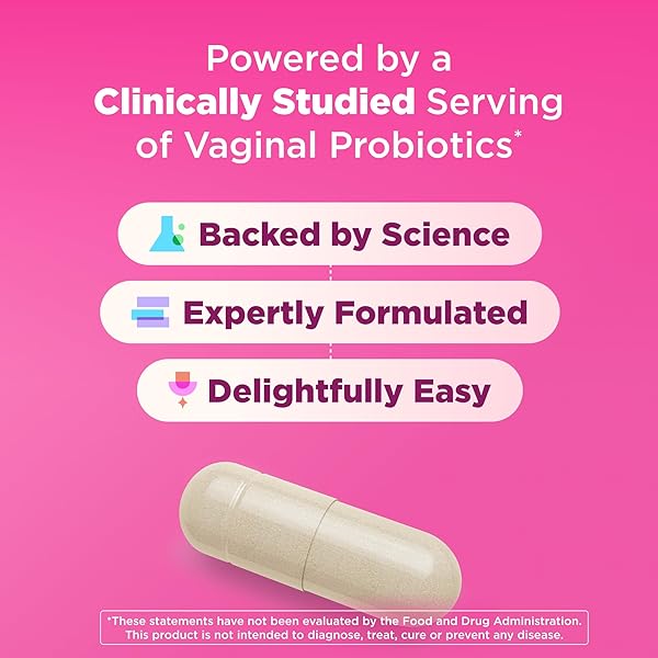 OLLY HAPPY HOO-HA CAPSULES, PROBIOTIC FOR WOMEN, VAGINAL HEALTH AND PH BALANCE, 10 BILLION CFU, GLUTEN FREE – 25 COUNT