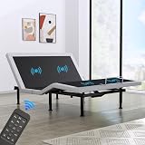 Yiree Full Adjustable Bed Base Frame, Massage & Wireless Remote, Dual USB Ports,Ergonomic Upholstered Bed Frame, Lift Motor, Under Bed Lighting, Independent Head and Foot Tilt