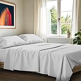 Ashton Sheets 100% Egyptian Cotton King Size Sheets Set - 4 PC Luxury 1200 Thread Count Egyptian Cotton Sheets King Size, Soft, Cooling, Sateen Weave 17" Deep Pocket Bed Set - Light Grey