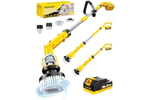 LITEKON Electric Spin Scrubber with 3+ Hour Long Lasting Battery, 1000W/1200RPM High Power Cordless Clean Brush with 50IN Adjustable Long Handle, 4 Replacement Head for Bath/Tub/Tile/Floor