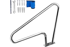 KODOM Pool Handrail, Pool Stair Rail,Stainless Steel Pool Railing 300Lbs Load Capacity Inground Pool Rails with Blue Grip Cover, Swimming Pool GRAP Rail for Inground Pool Steps (48’’ x 36’’)