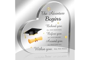 FineCheer 10 Pcs 2024 Graduation Gifts for Him Keepsake and Paperweight Bulk Acrylic Class of 2024 Graduate Inspirational Gifts for Her Graduate Souvenir College High School PhD Masters(Heart Style)